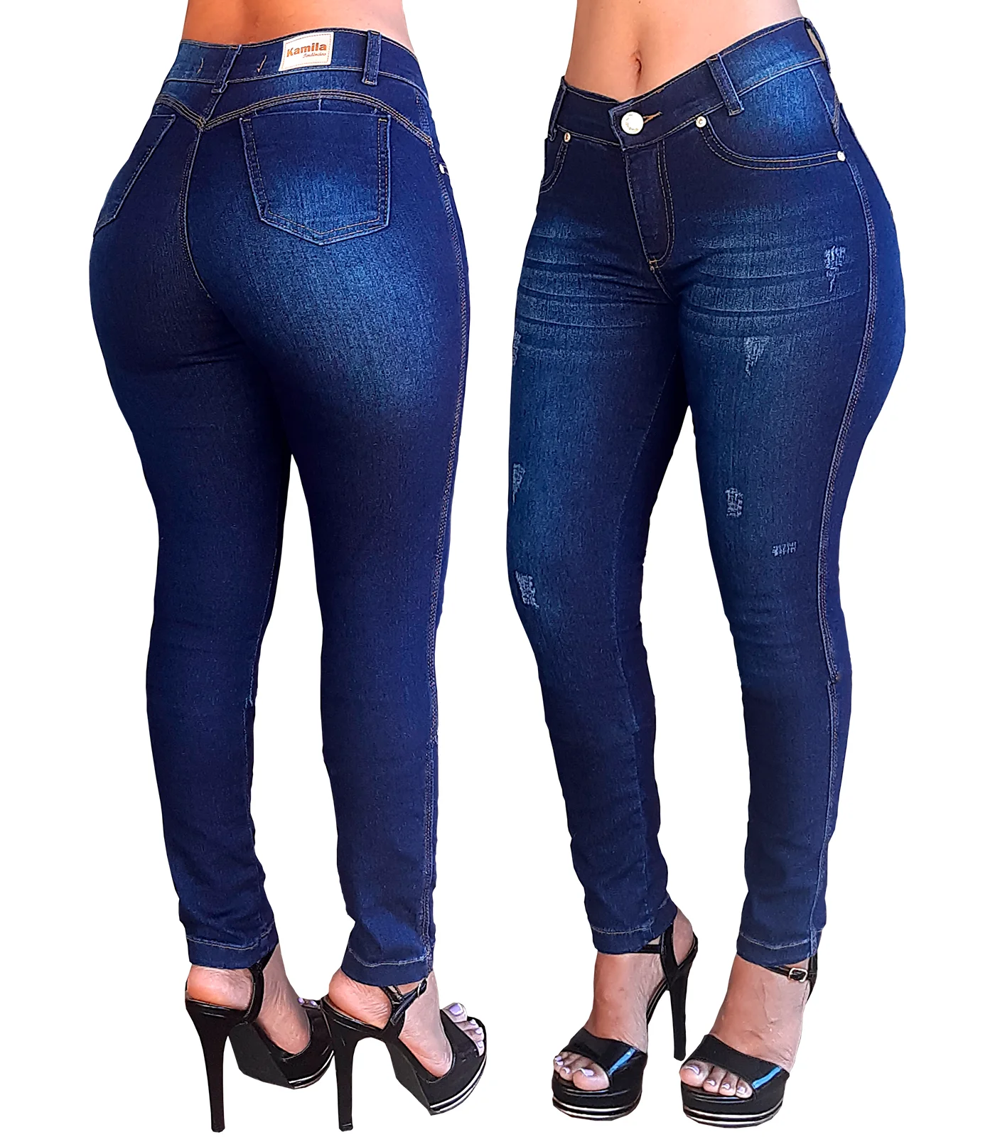 Calça Capri Feminina Jeans Com Licra Cintura Alta Com Efeito