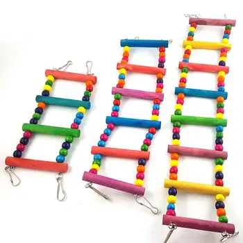 

Birds Pets Parrots Ladders Climbing Toy Hanging Colorful Natural Wood Birdcage Bridge Pet Training Toys