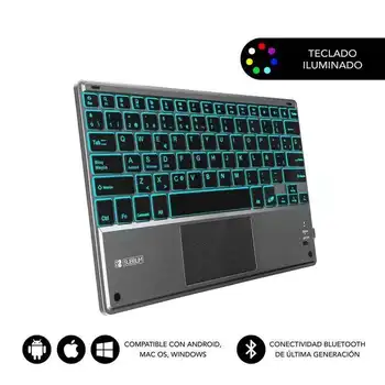 

Subblim smbt51 bluetooth keyboard with touchpad smart blacklit gray-bt 3.0-illuminated keys-420mah battery-compatible