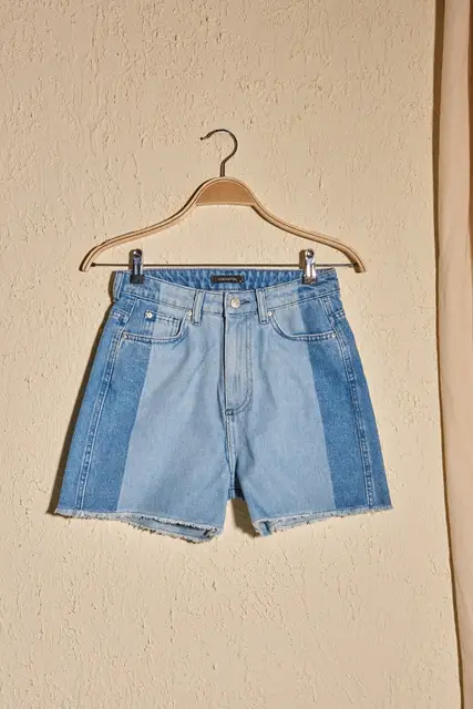Trendyol With Color Block Denim Shorts 