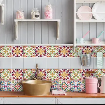 

Pack of 24 PCs tile size 20x20 cm - Made in Italy PVC bathroom & kitchen Stickers Design-June