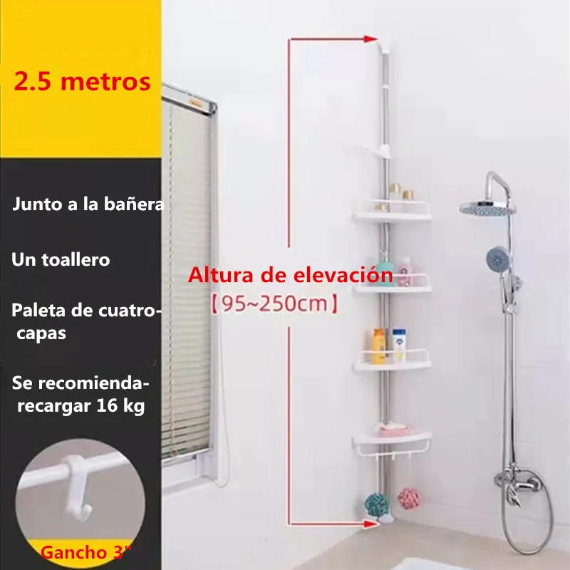 Estantería ducha telescópica blanca ajustable 92-306cm