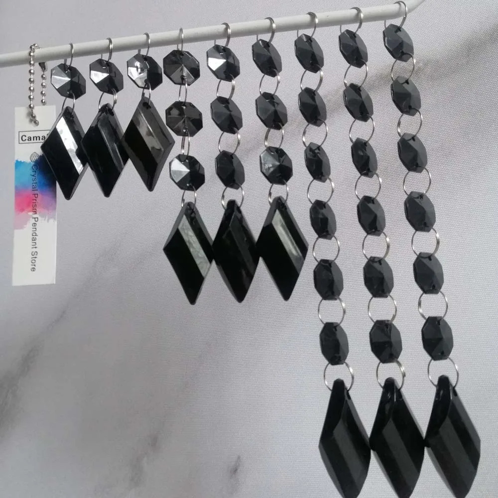 

Camal 10pcs Black Buttons Pendant Acrylic Octagon Bead Chain Garland Chandelier Hanging Party Curtain Wedding Centerpiece Decor