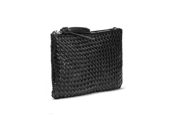 

FRAU Woven leather clutch with shoulder strap
