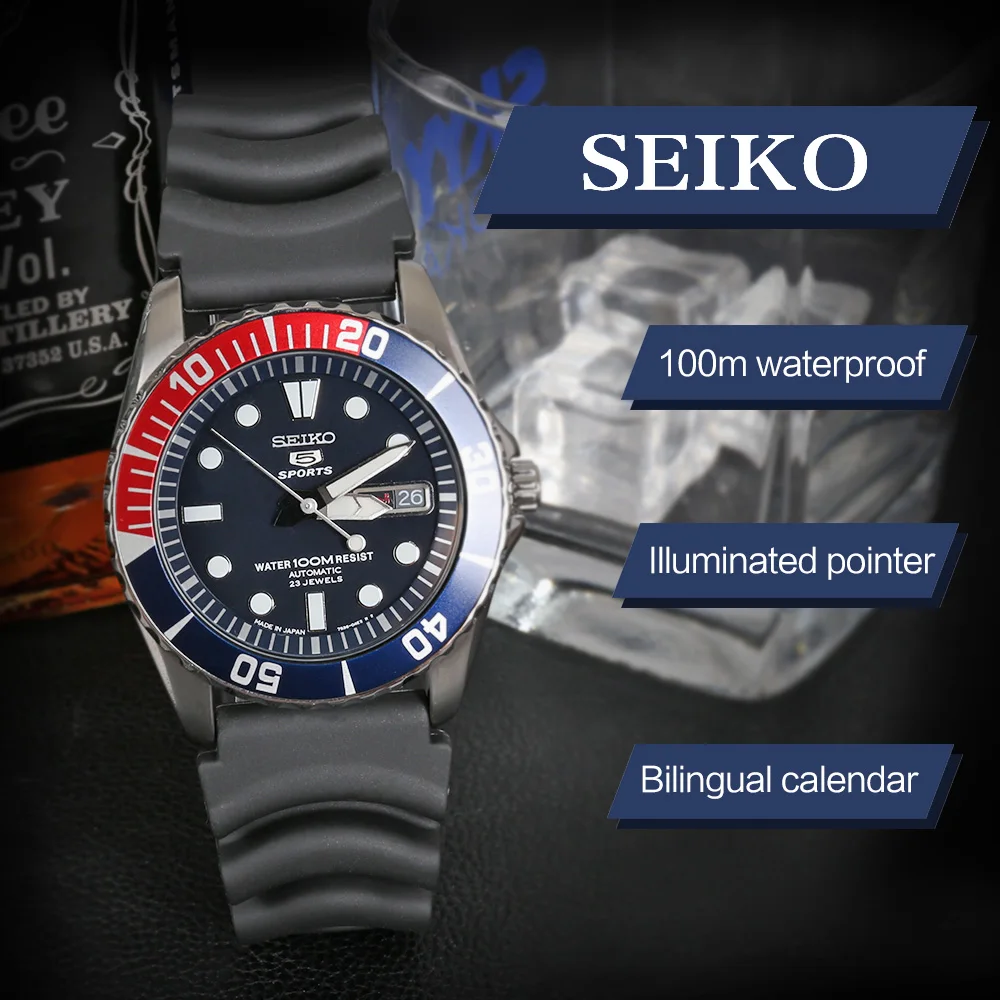 Seiko часы мужские 5 автоматические часы люксовый бренд водонепроницаемые спортивные наручные часы Дата мужские часы для дайвинга relogio masculin SNZF