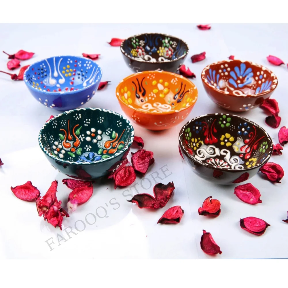 Decorative Design Turkish Ceramic Bowl Set Of 6 Handcrafted Pinch  Multicolor Ottoman Authentic Serving Bowls Orange Coco Noodle - Bowls -  AliExpress