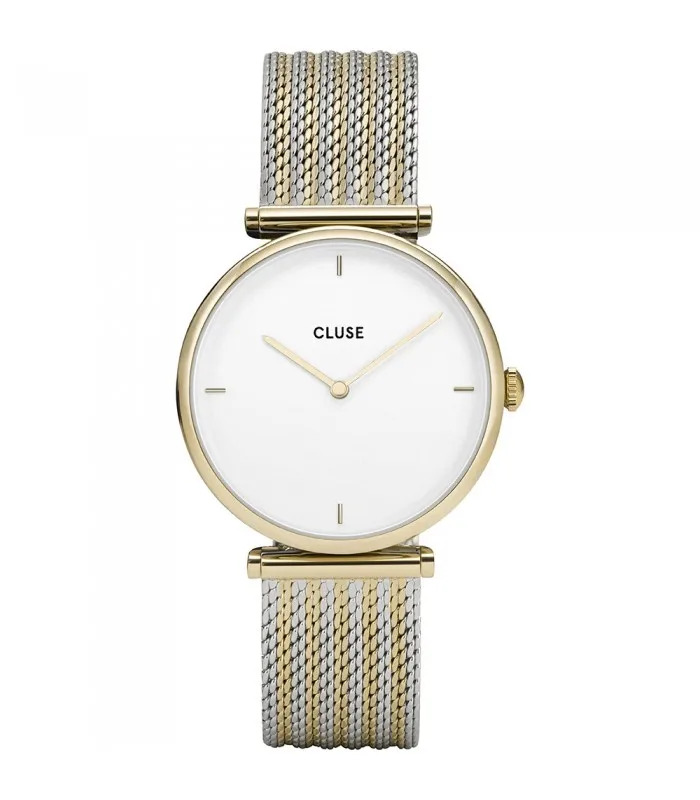 Часы Cluse Triomphe 33 мм Золотая двухцветная сетка CL61002