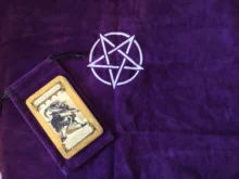 Pentagram Tarots Tablecloth with Bag Velvet Altar Tarots Cloth Pentacles Tarots Mat