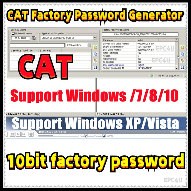 Generador de claves para creación de contraseñas de fábrica CAT ET, 10  mordeduras, compatible con Windows XP/Vista/7/8/10 - AliExpress