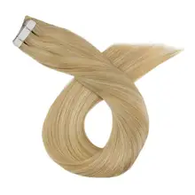 Невидимые человеческие волосы для наращивания на ленте, прямые волосы Remy, блонд, яркие цвета, 12-24 дюйма, натуральные волосы для наращивания на клею