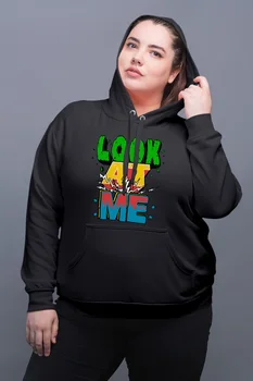 

Angemiel Wear Look At Me Black Women Hooded Sweatshirt
