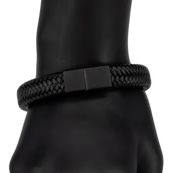 

Leather bracelet (genuine leather, magnetic lock, black) 53477