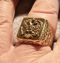 Anillo de moda FDLK para hombre, anillo de doble águila, Imperio Ruso, Punk, Color dorado, brazos del anillo grande ruso