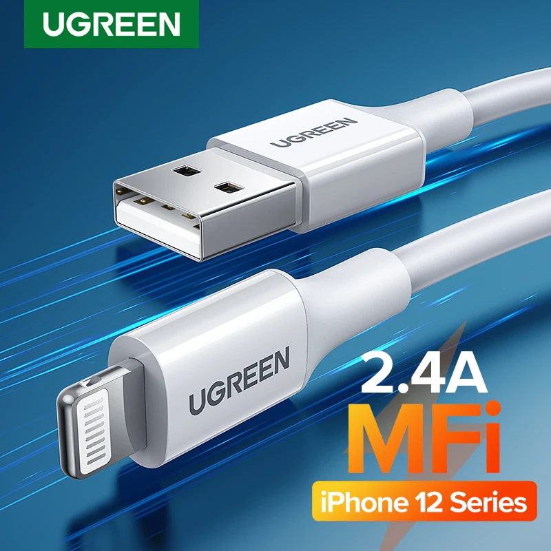Ugreen MFi USB Cable for iPhone 12 Mini 2.4A Fast Charging USB Charger Data Cable for iPhone 12 Pro Max 11 XR 8 USB Charge Cord