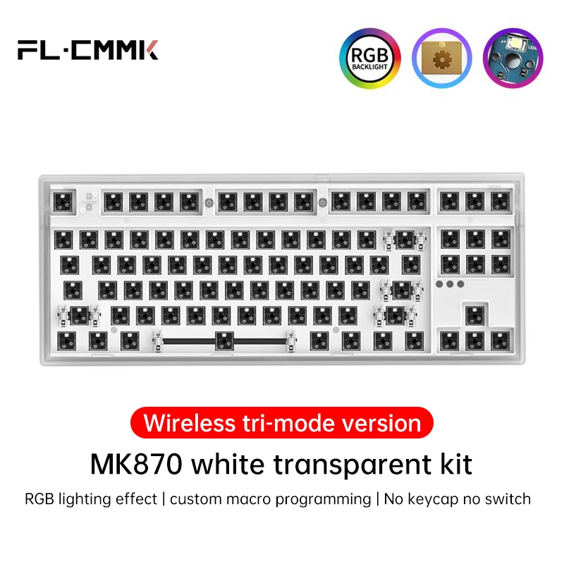 FL·ESPORTS MK870 Kit Bluetooth Wireless 2.4G Three-Mode Keyboard Customization Kit Satellite Axis Full Key Hot Swap 87 Keys korean computer keyboard Keyboards