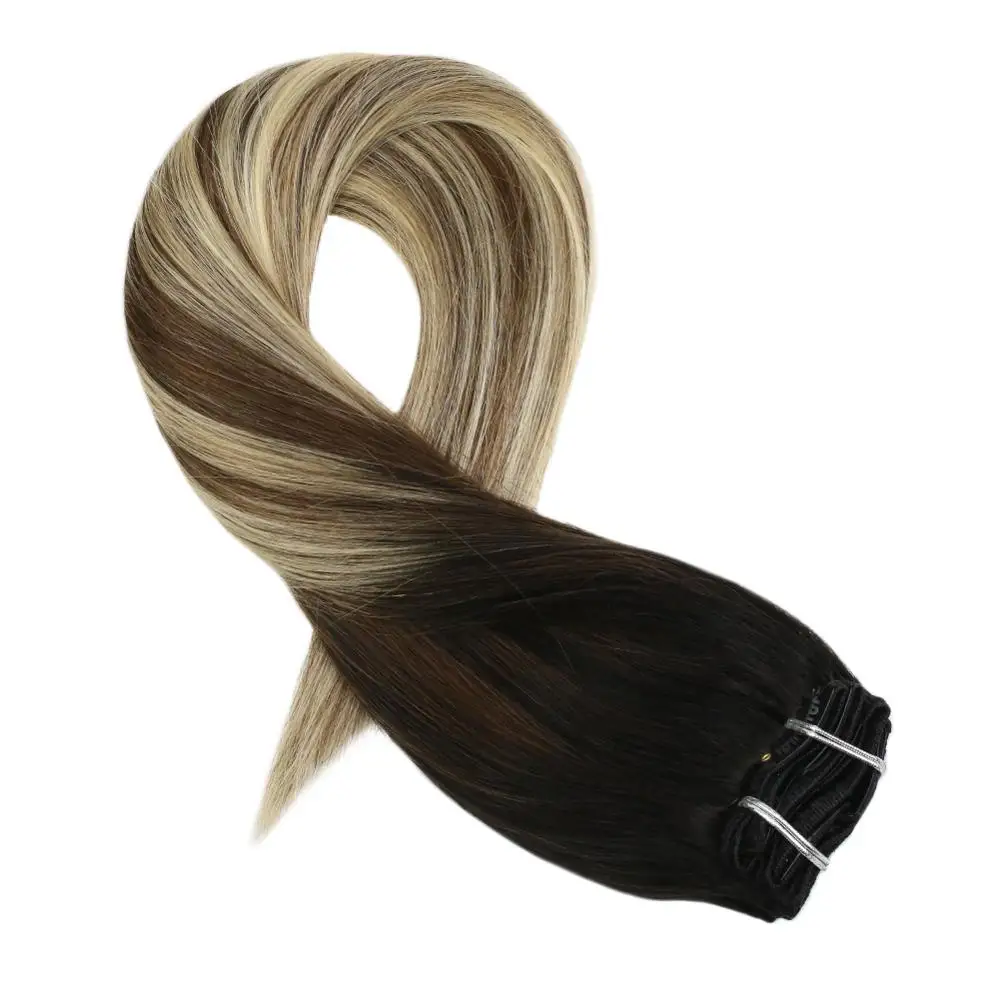 Moresoo человеческие волосы на заколках для наращивания на всю голову, бразильские волосы, 12-14 дюймов, прямые волосы на заколках, 5 шт., 70 г,, волосы remy - Color: 1B-6-22