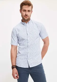 

DeFacto Man Fashion Short Sleeve Shirt Summer Men's Light Color Pattern Casual Shirts Male Simple Leisure Blousers - L4573AZ19HS