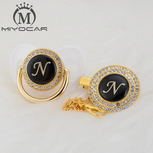 MIYOCAR, уникальный дизайн, название, начальная буква N, элегантная, шикарная, соска-пустышка, клипса, BPA бесплатно, пустышка, шикарный, уникальный дизайн, LN - Цвет: LN-2  0-6M