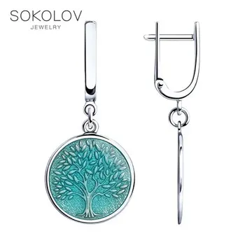 

SOKOLOV drop earrings with stones in silver with enamel, fashion jewelry, 925, women's/men's, male/female, women's male, long earrings