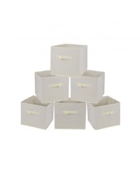 

Rebecca Mobili Set of 6 Foldable Storage Boxes Beige Fabric 28x26,5x26,5