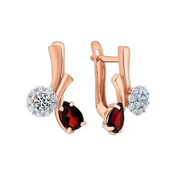 

Silver earrings with cubic zirconia and Garnet sunlight sample 925 test