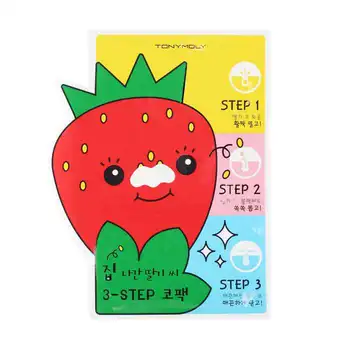 

Set from black dots Tony Moly homeless strawberry seeds 3-step nose pack