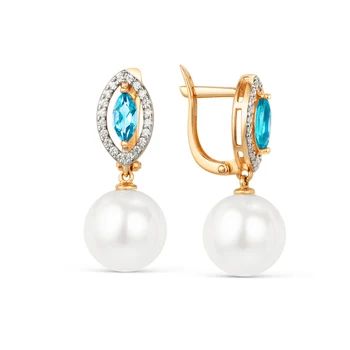 

Gold earrings with cubic zirconia and pearls sunlight sample 585