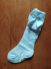 Calcetines con lazo para niñas recién nacidas, medias antideslizantes de algodón de felpa, hasta la rodilla