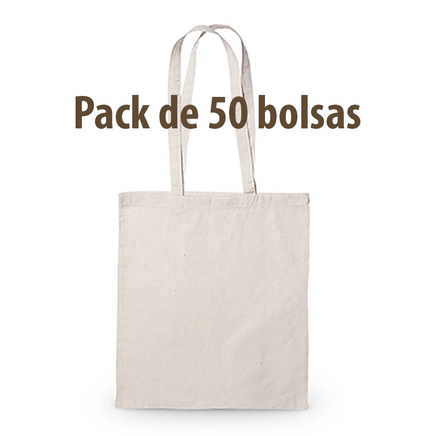 Bolsa tela Algodón, biodegradable, reutilizable, asas largas, resistente. Pack 50 unidades, shopping bag, tote bag Manualidades