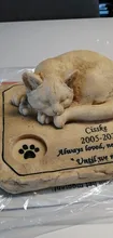 Stones Memorial Pet-Grave-Markers Paw-Print Garden Personalizable Cat with 3-D Cat-On-The-Top