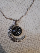 JOINBEAUTY-collar de luna con patrón islámico musulmán para hombre y mujer, accesorios sencillos, colgante de joyería hecha a mano NT355