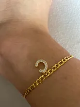 Pequeño A-Z inicial carta pulseras para mujeres Acero inoxidable letras doradas Eslabón cubano tobillera pulsera de la joyería de Boho, regalo de Navidad