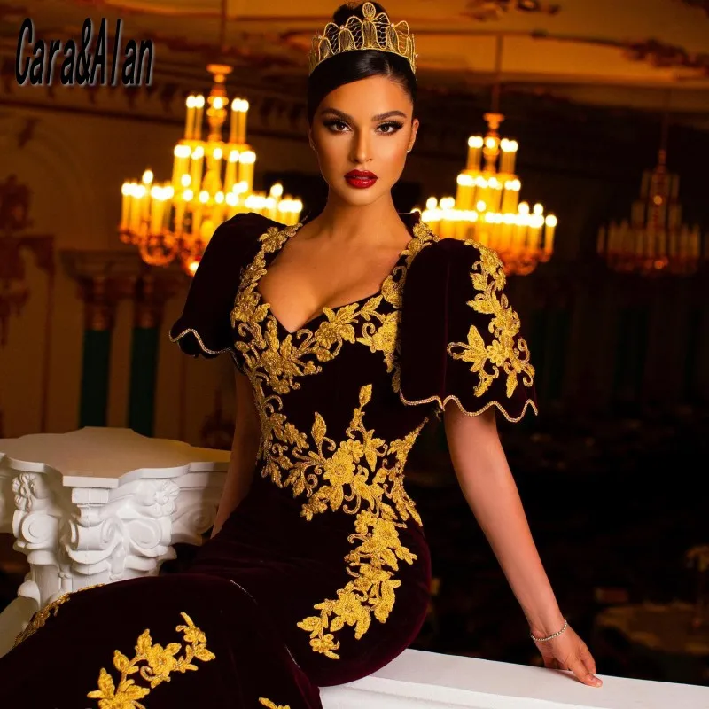 Albanian Maroon Mermiad Evening Dresses for Bride Lace Applique