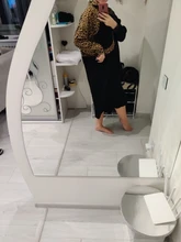 XITAO Europe Style Leopard Print Stitching Irregular Dress Women Long Sleeve Loose Plus