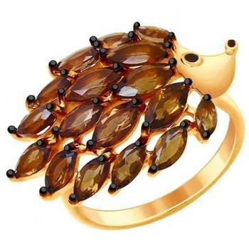 

Sokolov ring with 17 раухтопазами made of silver with gilding