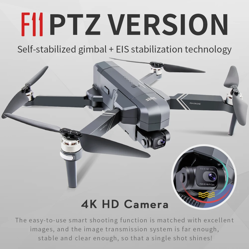 US $187.50 Sjrc F11 Pro Gps Rc Drone With Wifi Fpv 4k Hd Camera TwoAxis AntiShake Gimbal Functions Brushless Quadcopter Vs Jjrc X17