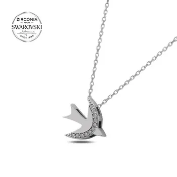 

Angemiel 925 Silver Swarovski Zirconia Gemstone Bird Necklace