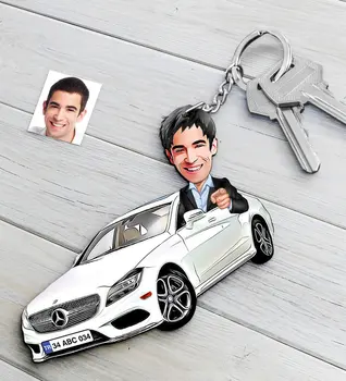 

Personalized Mr Mercedes Benz CLS Figured Platter Wooden Cartoon Keychain