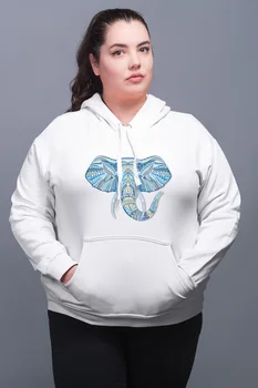 

Angemiel Wear Ethnic Pattern Elephant White Women 'S Hooded Sweatshirt