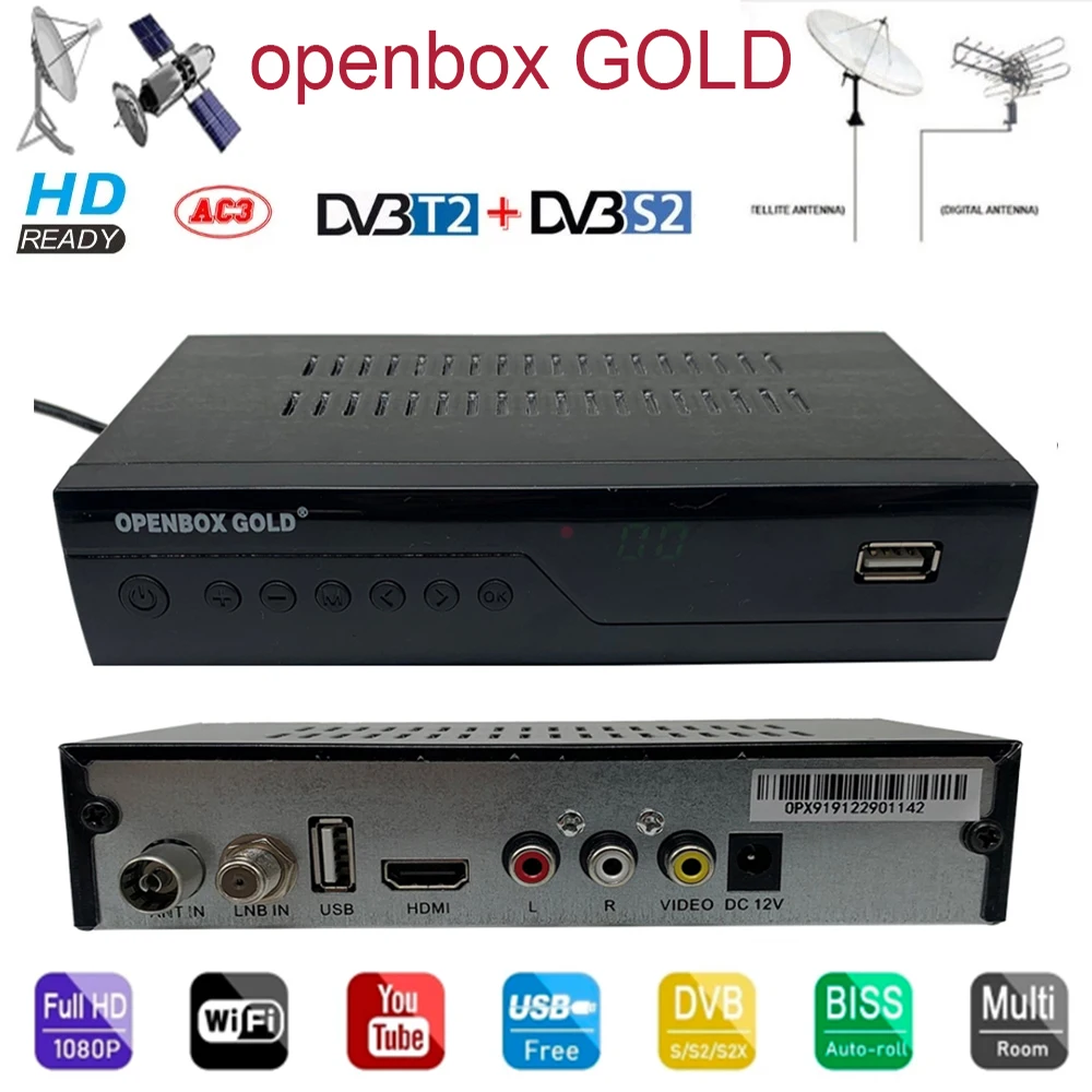 Openbox GOLD DVB S2 T2MI Combo DVB-S2 спутниковый приемник с поддержкой H.264 Power Vu CS Biss VU PVR USB WiFi MT7601