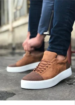 

BA0104 Laced Tan Plaid Sports Classic Men 'S Shoes 425665492