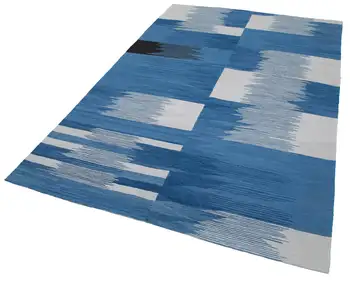 

172x255 Cm Blue Handmade Contemporary Area Rug-6x8 Ft