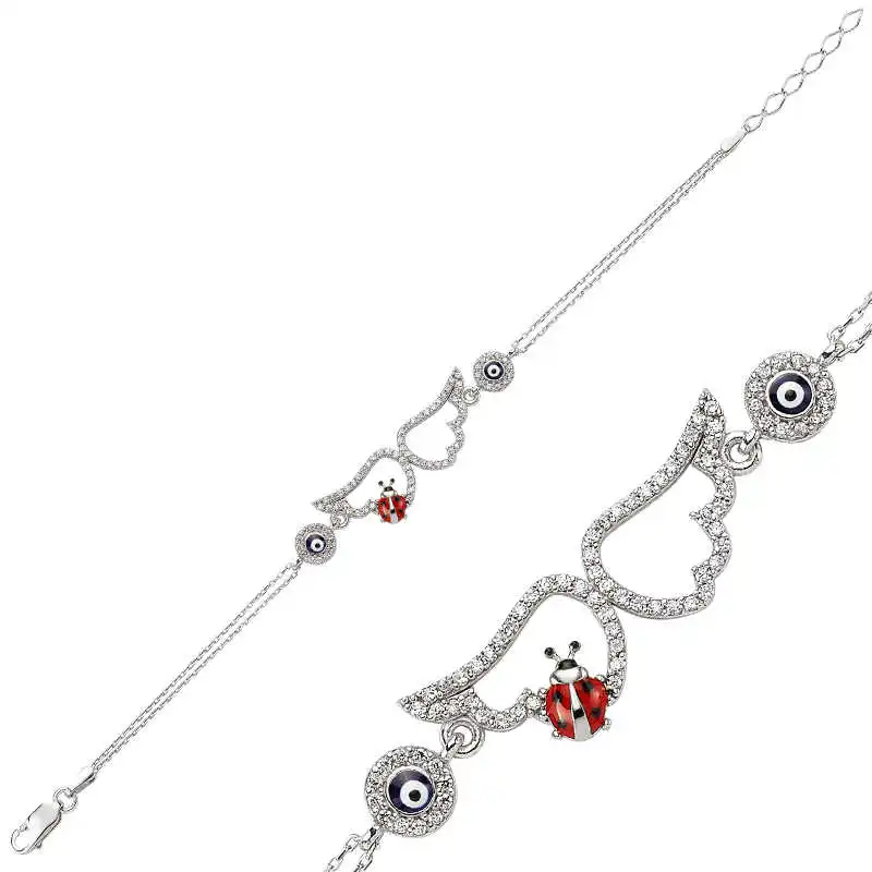 

Armagano 100% 925 Sterling Silver Ladybird Buggy Angel 'S Wing Lady Bracelet High Quality and Original Women Wrist Straps