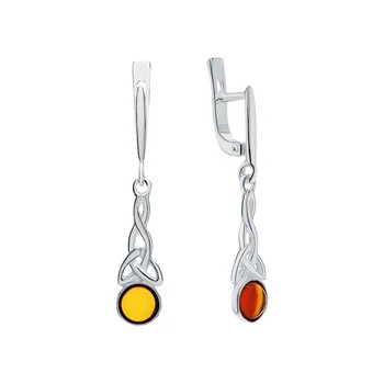 

Silver earrings with amber sunlight