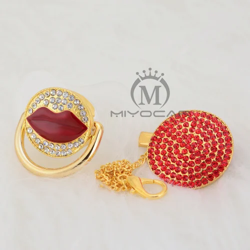 MIYOCAR Bling красная соска для губ и набор зажимов для соски-пустышки с цепочкой держатель Шикарный Розовый милый красный соска для губ уникальный дизайн ALIP - Цвет: ALIP-1-1  6-18M
