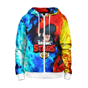 

Children's sweatshirt 3D with zipper Brawl Stars Bull