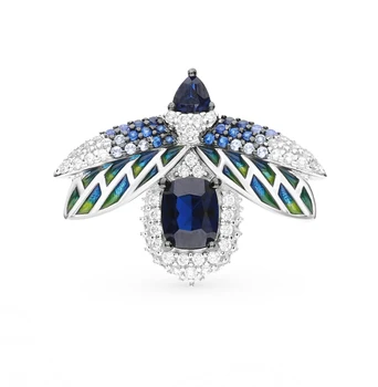 

Silver brooch with spinel, cubic zirconia and sunlight enamel sample 925