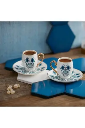 

Karaca Turkish coffee mugs stylish decorated 2 pieces set &gift box