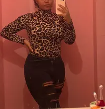 Body de leopardo para mujer, Tops de cuello alto de manga larga, Bodycon, monos ajustados, ropa Sexy para discoteca, otoño 2020