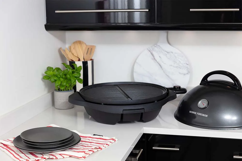 George Foreman Family Size 5 Serving Nonstick Compact Electric Indoor Grill  in Black Smokeless Grill - AliExpress